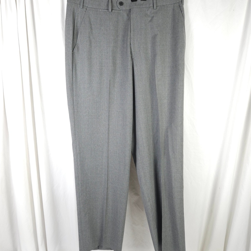 Hiltl Gray Marlane Biella 120s Wool Mid High Rise Dress Pants Men's 35x30